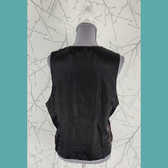 Tanjay Black Velvet Metallic Floral Button Front Vest - Picture 3 of 4